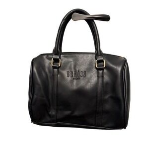 BENOSS MILAN Black Faux Leather Satchel Handbag‎ Gold Tone Hardware